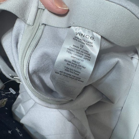 NEW VINCE Wool Flannel Wide Leg Pants Grey sz 12 $395 RV tall quiet luxury - Picture 9 of 9